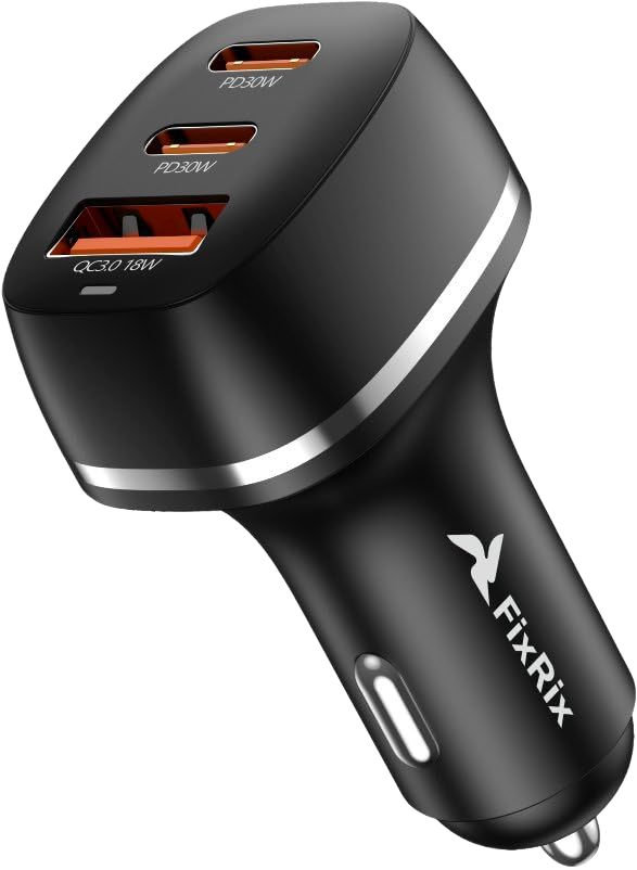 3-Port Car Charger USB-C 30W & QC3.0