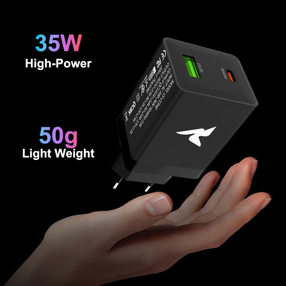 35W USB-C & USB-A Fast Charger Black