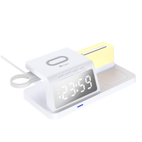 3in1 Qi-Ladestation 15W mit Wecker weiß
