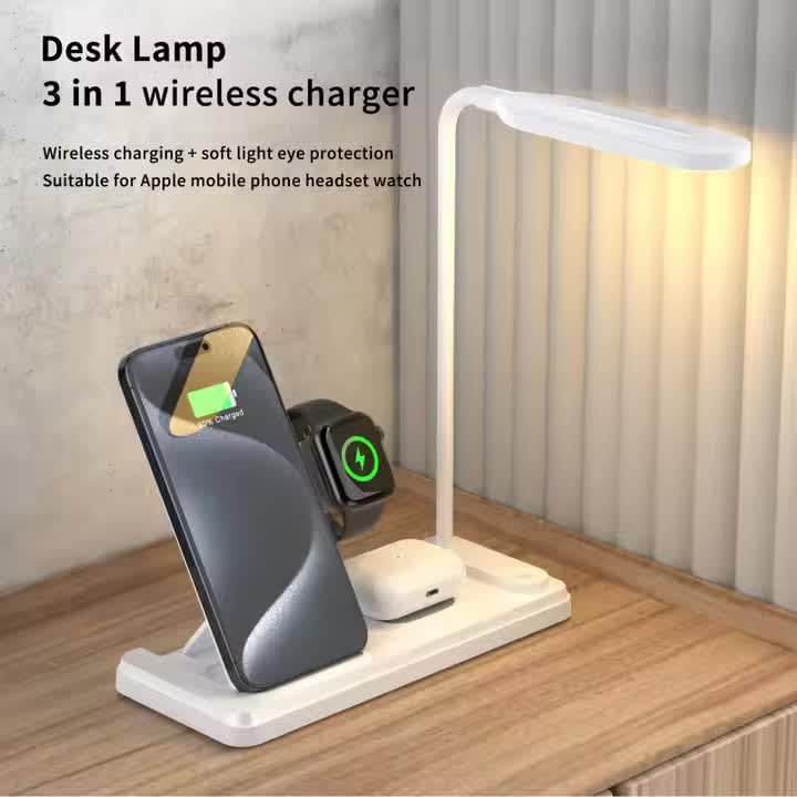 3in1 Qi-Ladestation 15W faltbar mit LED weiß