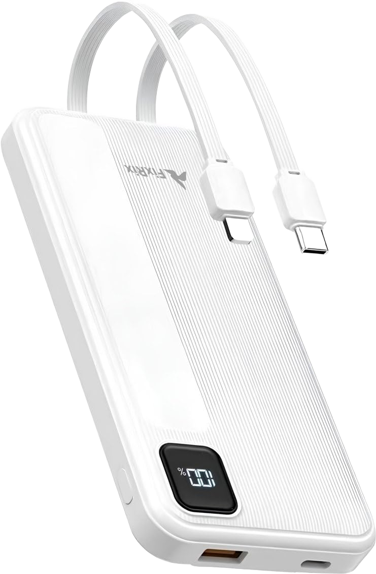 Powerbank 10.000mAh mit Kabel 22,5W weiß
