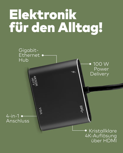USB-C Hub 8in1 mit HDMI, LAN & PD 100W