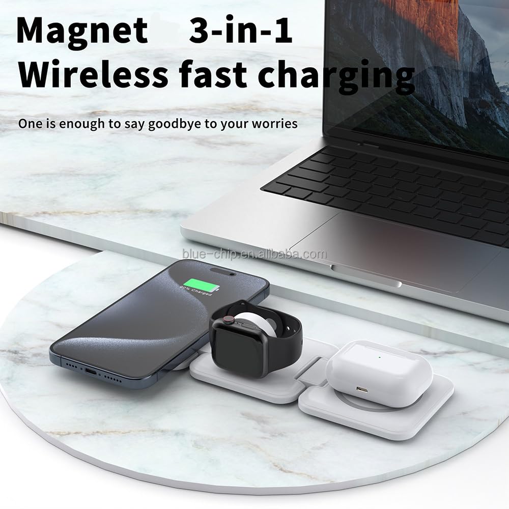 3in1 Qi-Ladestation 15W für Handy & Watch