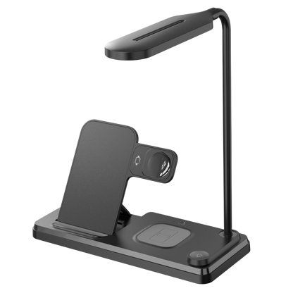 3in1 Qi-Ladestation 15W faltbar mit LED schwarz