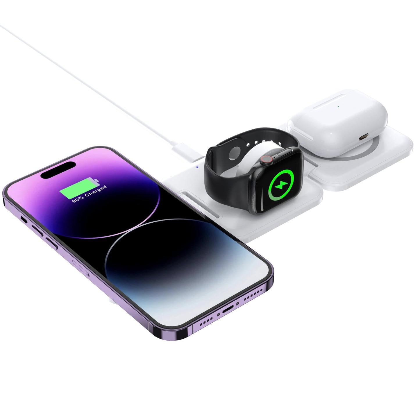 3in1 Qi-Ladestation 15W für Handy & Watch