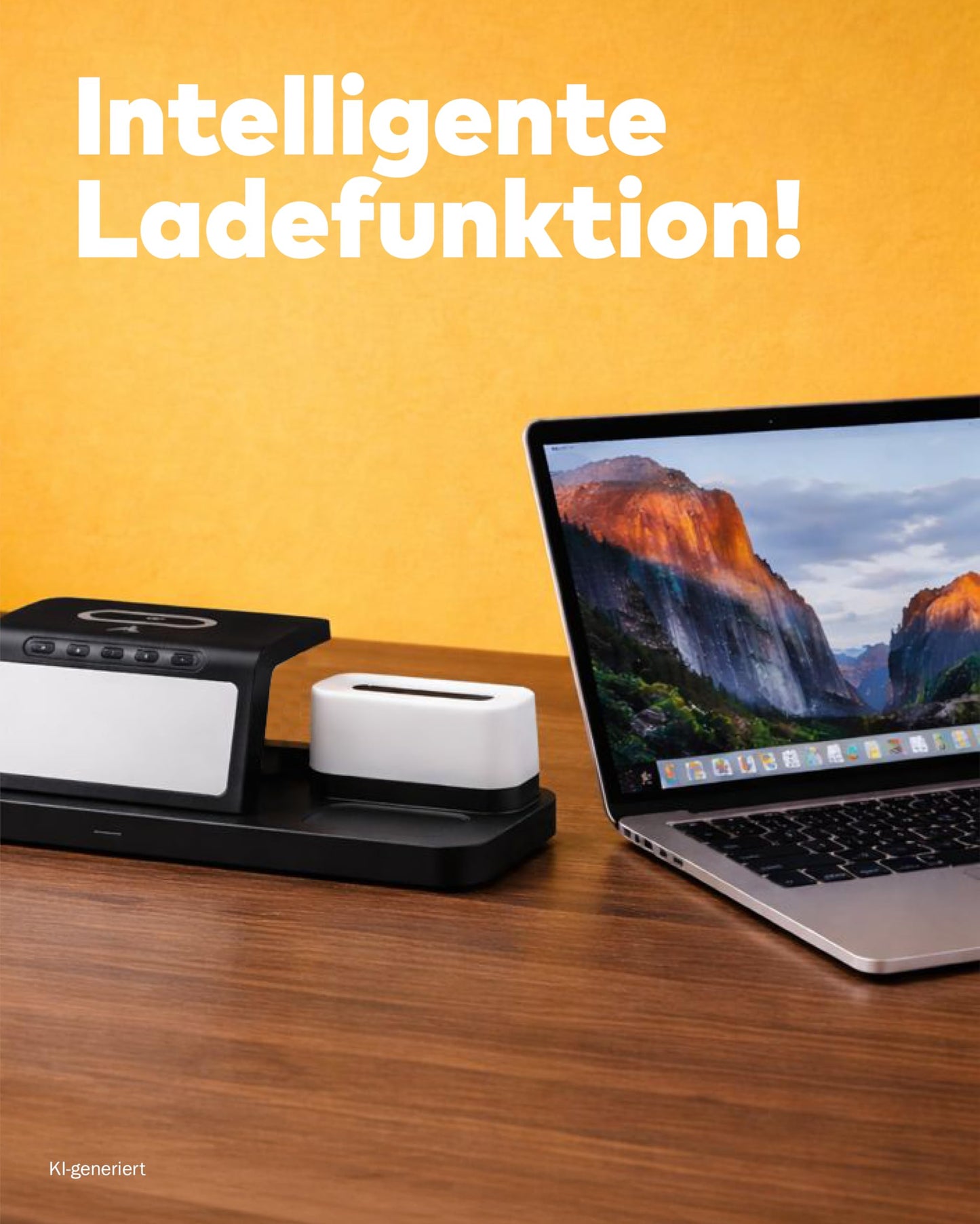 3in1 Qi-Ladestation 15W mit Wecker schwarz