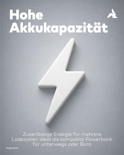Powerbank 20.000mAh mit Kabel & LED schwarz