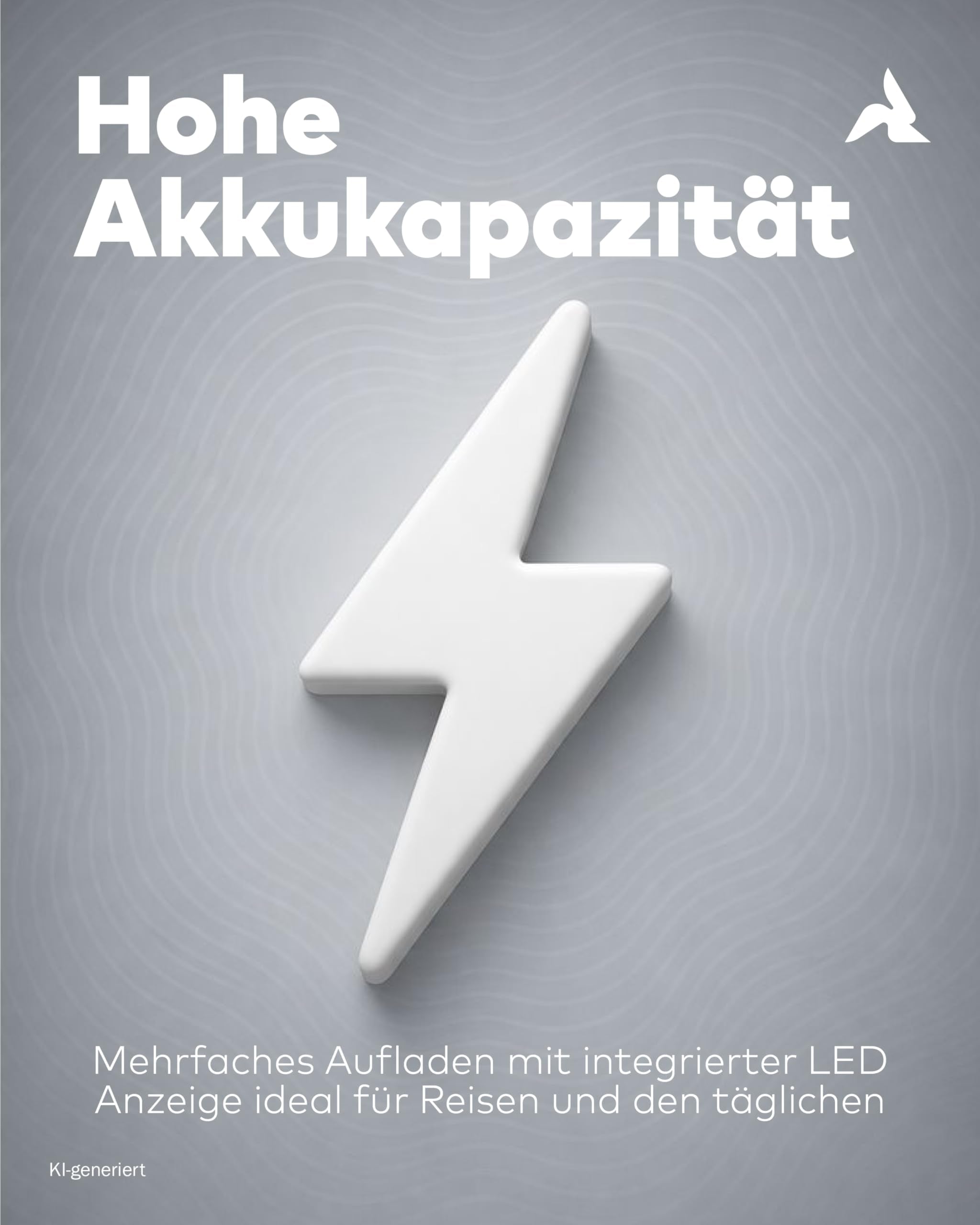 Powerbank 10.000mAh mit Kabel & LED schwarz