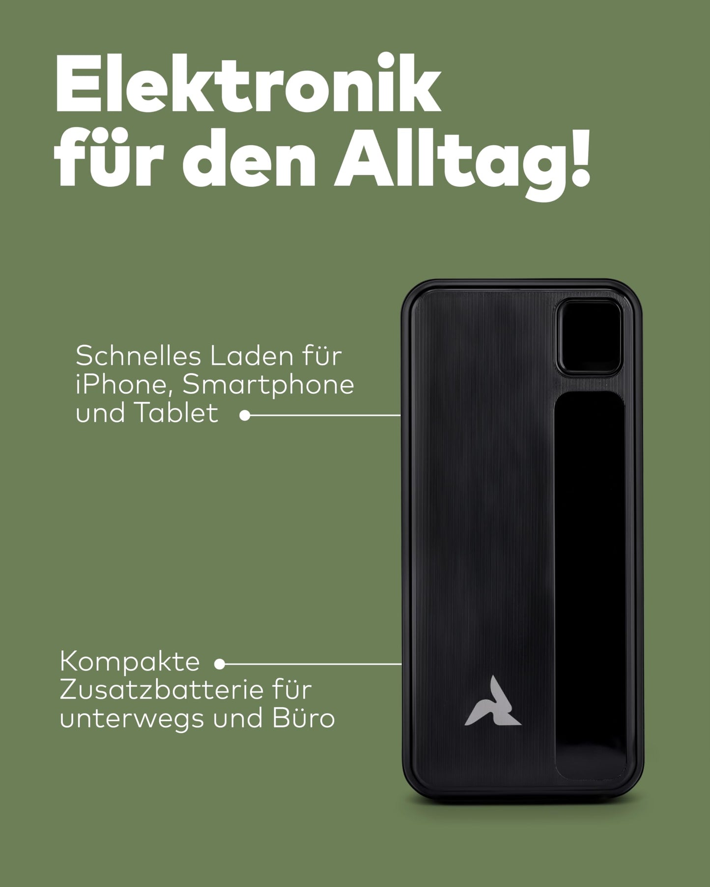 Powerbank 10.000mAh mit Kabel 22,5W schwarz