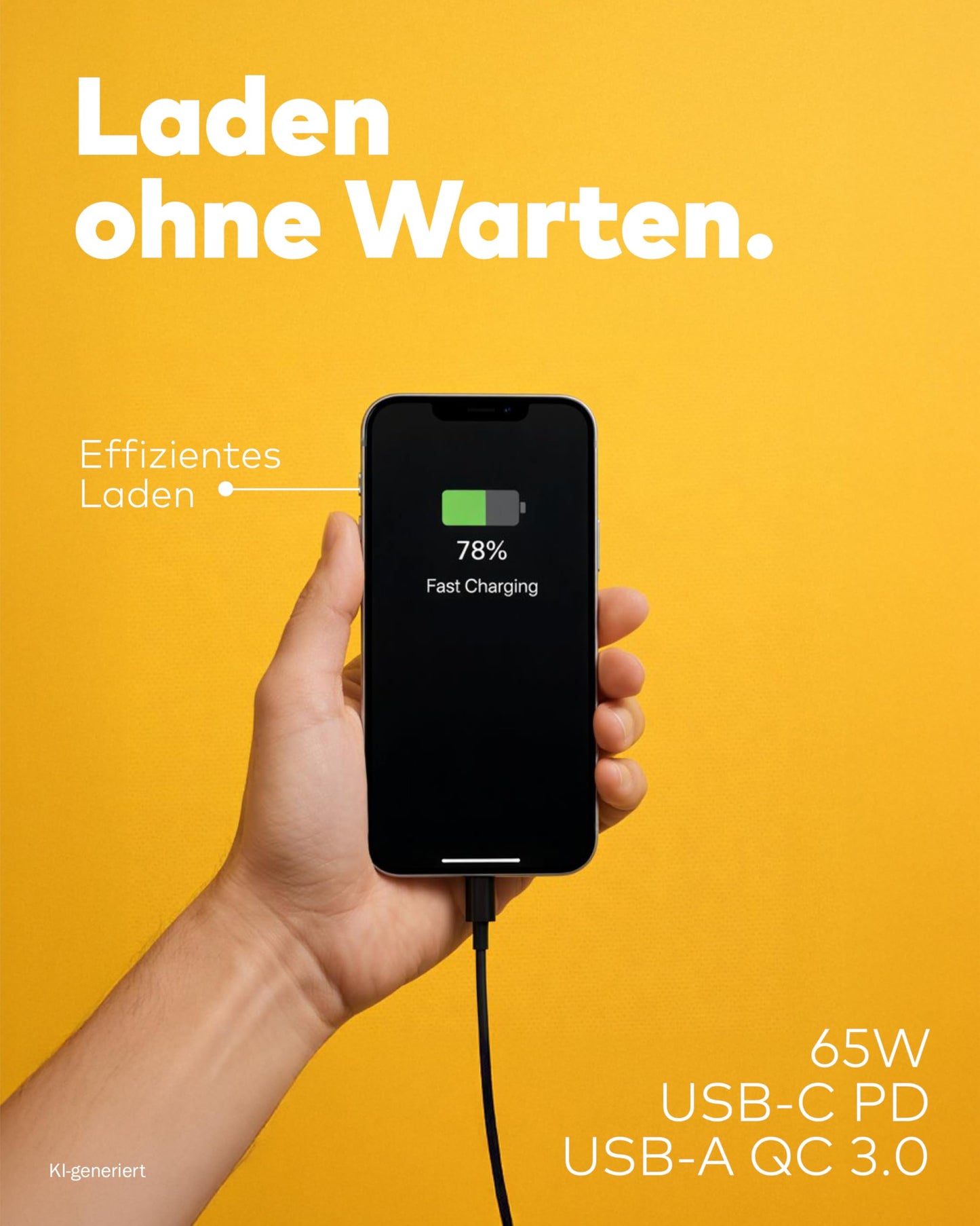 65W USB-C Schnellladegerät mit QC3.0 weiß