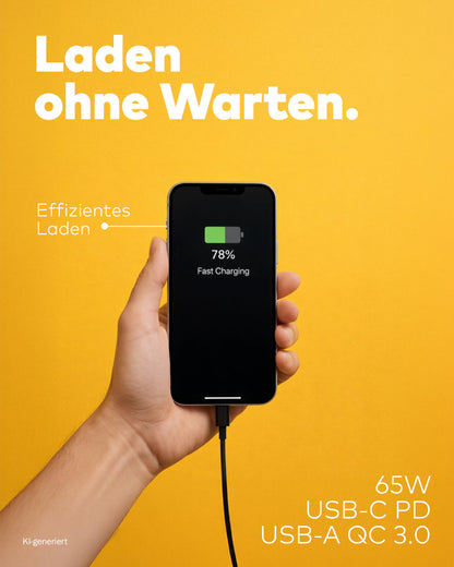 65W USB-C Schnellladegerät mit QC3.0 weiß