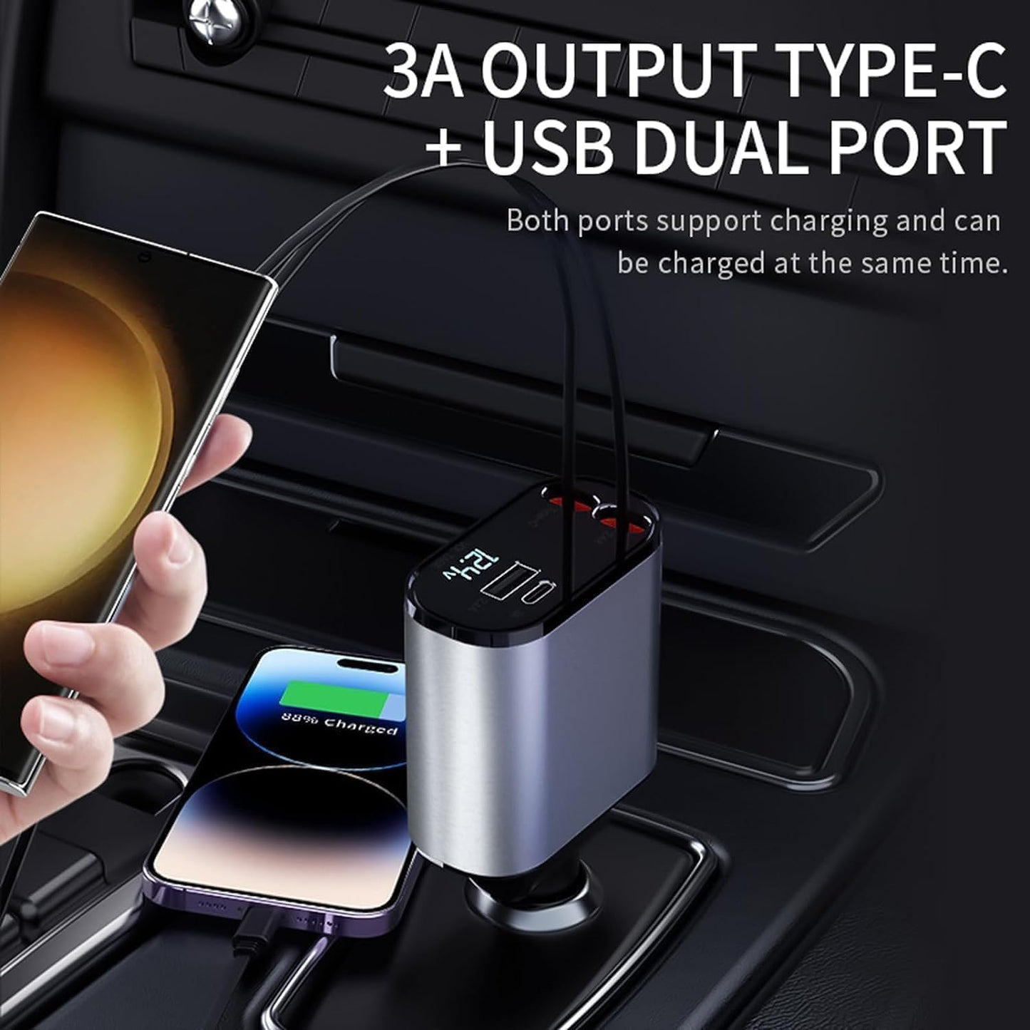 Kfz Ladegerät mit Kabel USB-C & iOS 30W