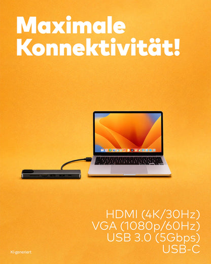 USB-C Hub 8in1 mit HDMI, LAN & PD 100W