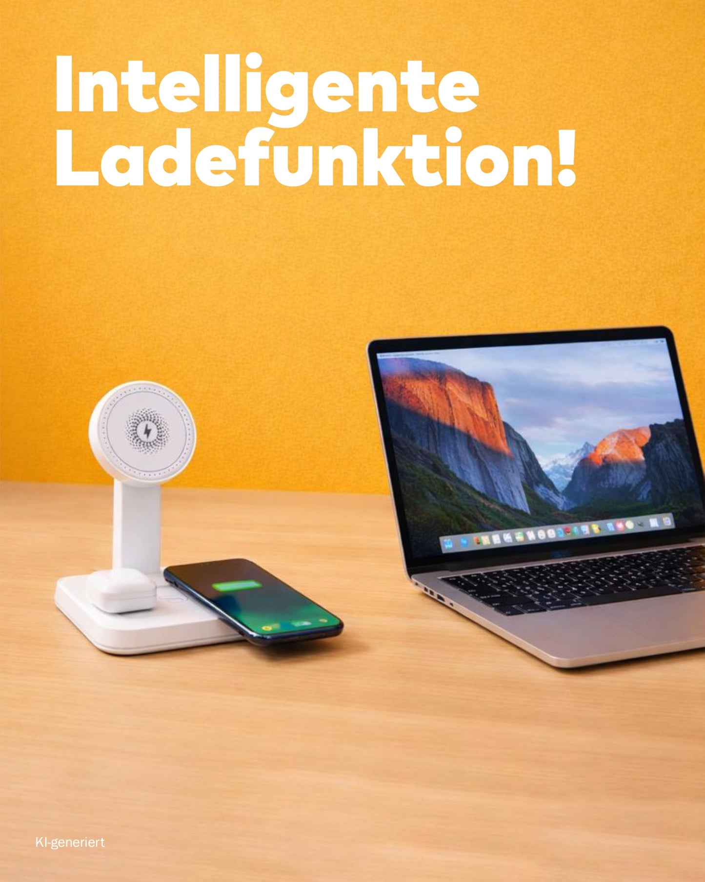 3in1 Qi-Ladestation 15W mit Lampe & Touch schwarz